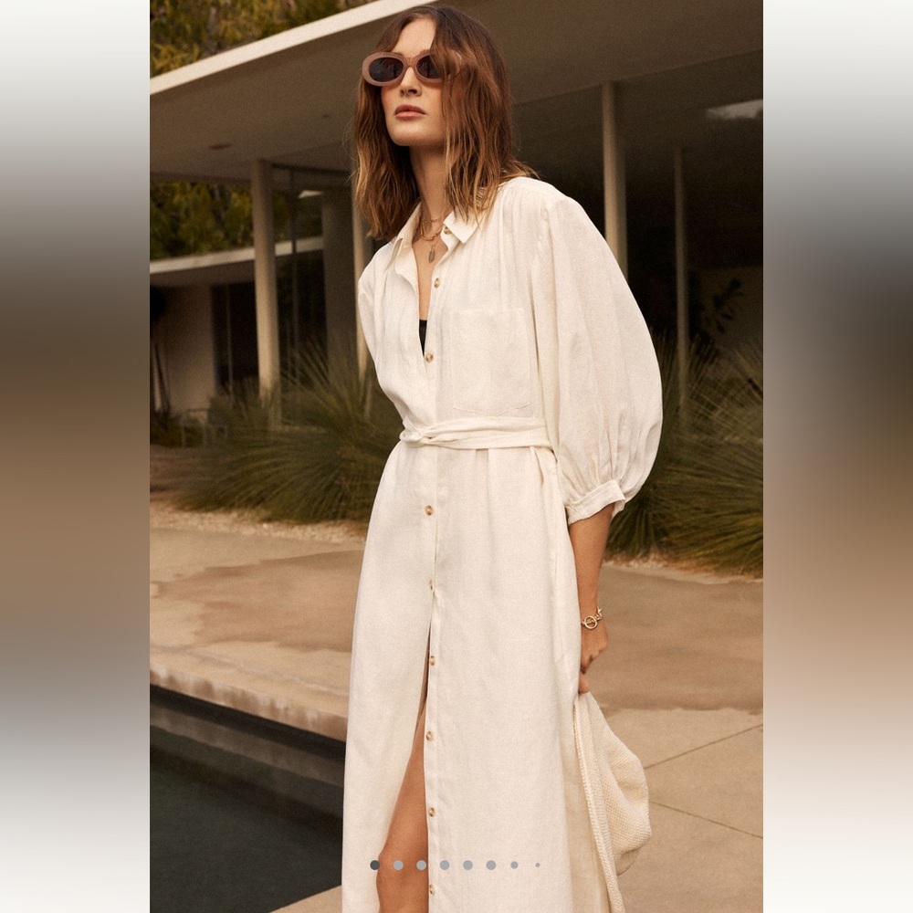 Maeve | The Mona Tie-Waist Linen Shirt Dress